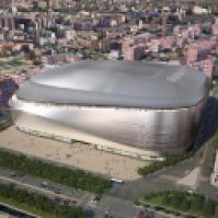 Maqueta del nuevo estadio Santiago Bernabéu diseñado por GMP Architekten para el Real Madrid.